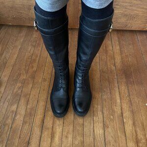 Gucci Leather Knee High Horsebit Accent Riding Boots